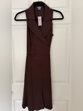 NWT Ann Taylor Sleeveless Brown Wrap-Style Summer Dress